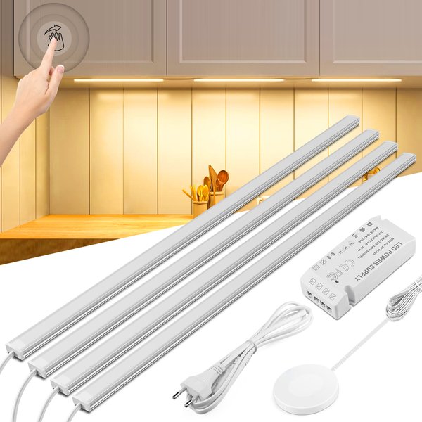 Capteur tactile de mouvement LED lumières sans fil lumière pénétrable bois aluminium barre lumineuse armoire garde-robe lampe rétro-éclairage pour cuisine