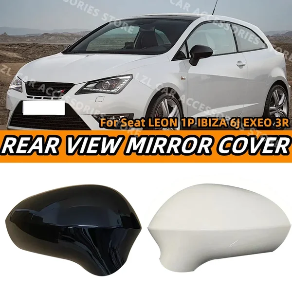 Para zamiennych osłon lusterek bocznych do Seat Leon MK2 1P Ibiza MK4 6J Exeo 3R 2008-2017 Akcesoria samochodowe czarno-białe