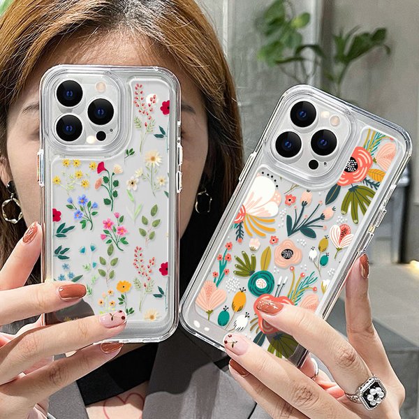 Coque pour Iphone11 étuis pour Iphone 14 12 11 13 15 16 Pro Max X XR XS Max 7 8 14 Plus SE 2020 femme fleur antichoc couverture souple