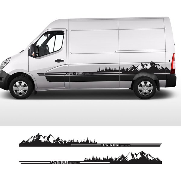 2PCS Auto Aufkleber Für Renault Master 2 3 4 NIssan NV400 Interstar Opel Vauxhall Movano Tuning Zubehör Camper Van berg