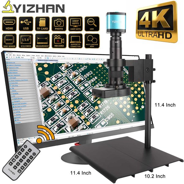 YIZHAN 60MP 48MP 4K USB HDMI VGA Digitale Video-Monokular-Mikroskopkamera mit Kontinuierlichem Zoom 180X 215X für Löt- und Handy-Reparaturwerkzeuge