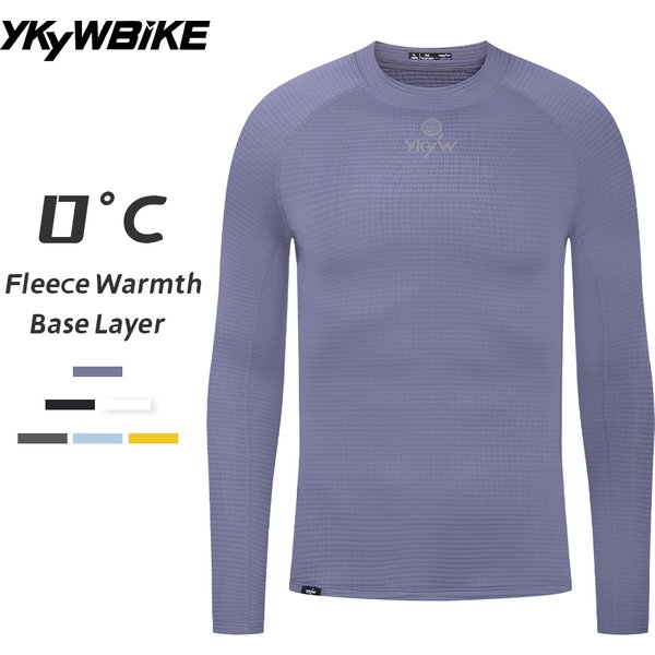 YKWYBIKE couche de base pour hommes chaleur d'hiver polaire thermique maillot de corps de vélo 0 ° C Chemise de vélo de route VTT à manches longues