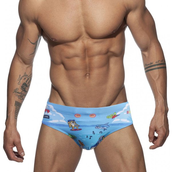 Slip de bain pour hommes, short de natation, Sport aquatique, pantalon de plage, maillot de bain imprimé bleu, maillot de bain Sexy pour hommes, surf