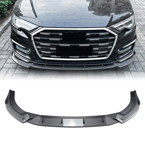 Für Audi A6 C8 Sline 2018-2025 Frontstoßstangen-Spoilerlippe Carbon-Optik/Hochglanz-Schwarz Unterer Splitter-Schutz
