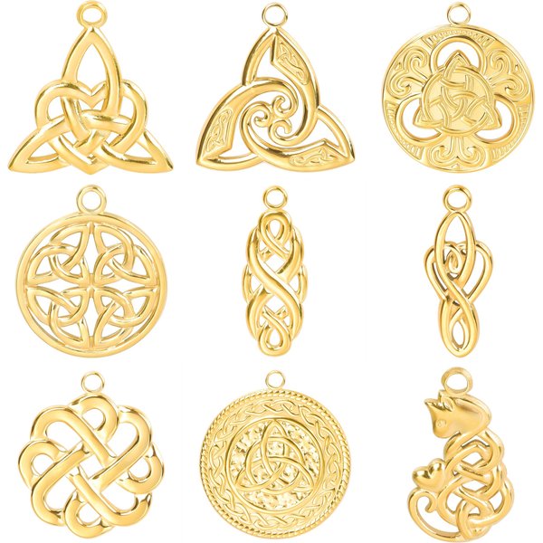 10pcs/lot Vintage Stainless Steel Celtic Knot Trinity Pendants Triquetra Charms Irish Infinity Knot DIY Jewelry Marking Findings