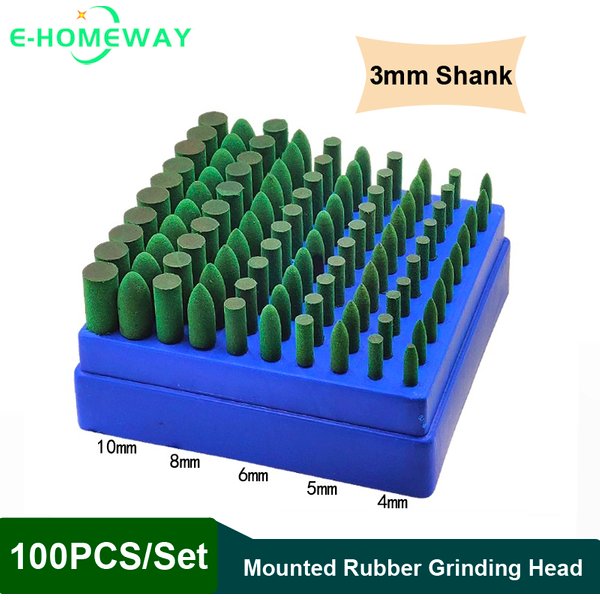 100 stücke Schleif gummi montiert Punkte 3mm Schaft Schleifen Polieren Polieren Rad Grat Elektro schleifer für Dremel Rotations werkzeuge