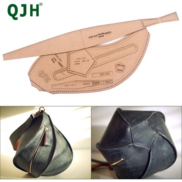 Sac de lanterne Pentagonal en cuir fait à la main, Vase à pétales, modèle de dessin en papier acrylique/Kraft, bricolage, fabrication de motifs de dessin de sac faits à la main