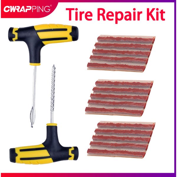 Car Tire Repair Tools Kit with Rubber Strips Tubeless Motorcycle Tyre Puncture Studding Plug for Truck Auto Tire Repair Tool Set