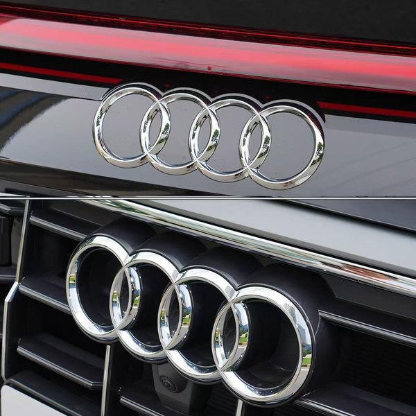 TTTT ABS Emblemat na maskę, grill, tylną klapę, logo, naklejka, dekoracja, 4-ringowe logo do Audi A3 A4 A5 A6 A7 Q2 Q3 Q5 Q8 TT