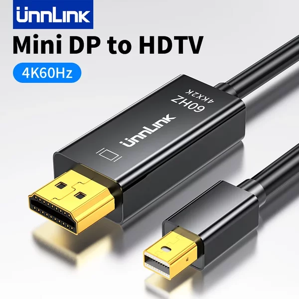 Unnlink 4K 60Hz Mini DisplayPort zu HDMI Kabel Thunderbolt Mini DP zu HDMI HD TV Adapter für Macbook Pro Air Mini iMac Lenovo