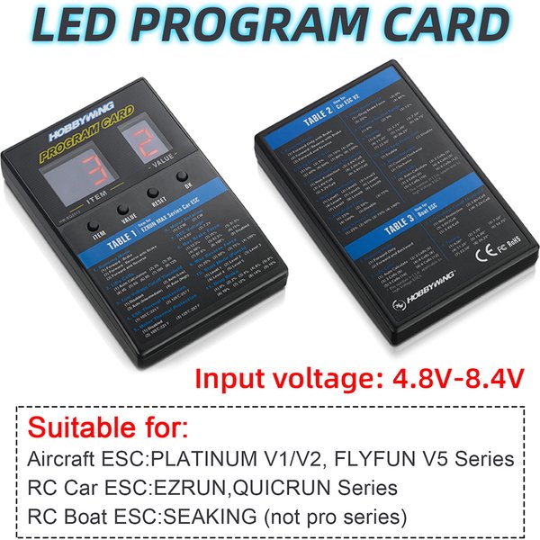 HOBBYWING ESC Program Card LED Programming Card Box Bluetooth 3 in1 w/Voltmeter for Brushless ESC for RC Car Boat Drone