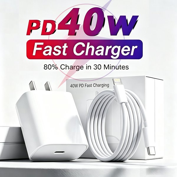 Oryginalna ładowarka PD 40W EU US do szybkiego ładowania iPhone 18 17 16 15 14 13 11 12 Pro Max Plus Air z kablem USB-C, pleciona, szybkie ładowanie Type-C