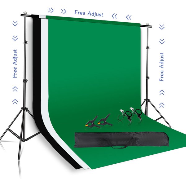 Kit de support de fond de scène photo SH avec système de support réglable pour toiles de fond de studio photo et cadre d'écran vert Chromakey