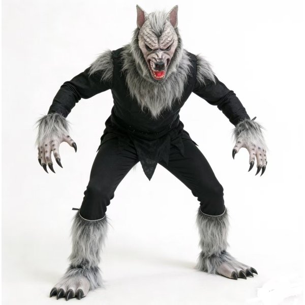 Cosplay Werewolf Costume Kit Halloween Scary Horror Wolf Mask Claws Gloves Terror Role Play Prank Dress Up Cosplay Party Suit