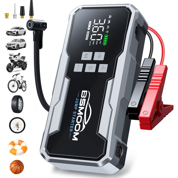 Compresseur d'air 160 PSI, démarreur de voiture 21800 mAh, courant de crête 3000 A (convient à tous les modèles diesel/10,0 L), démarreur de batterie 12 V, câble de démarrage portable, écran LCD et