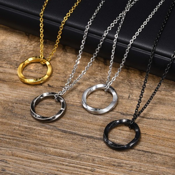 Neue stilvolle nordische Wikinger-Halsketten für Männer, wasserdichter runder Mobius-Anhänger aus Edelstahl, Geschenke für Ihn, Schmuck
