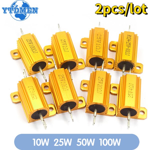 2PCS 100W 50W 25W 10W Aluminium Power Widerstand 0,1 ~ 1Kohm Metall Shell Fall draht Widerstand Last Widerstände 4ohm 6ohm 8ohm