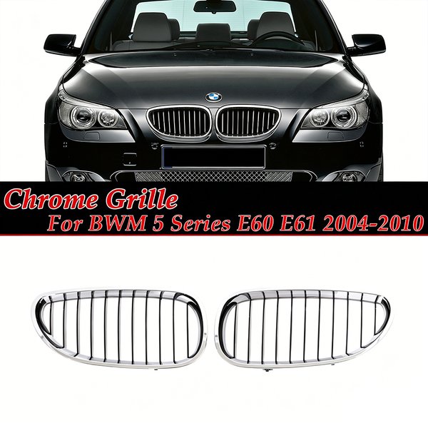 Pour BMW Série 5 E60 E61 2004-2010 Pare-chocs avant Grille de course M5 Chrome Couleur M/Grille noire 530i 535i 540i Accessoires