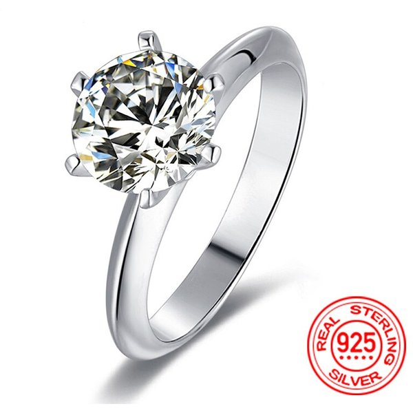Bague en argent regardé 100% pour femme, 925 argent regardé 0.5, 8.0-3 carats, mm, document D, qualité supérieure, bijoux de mariage étincelants de Rotterdam