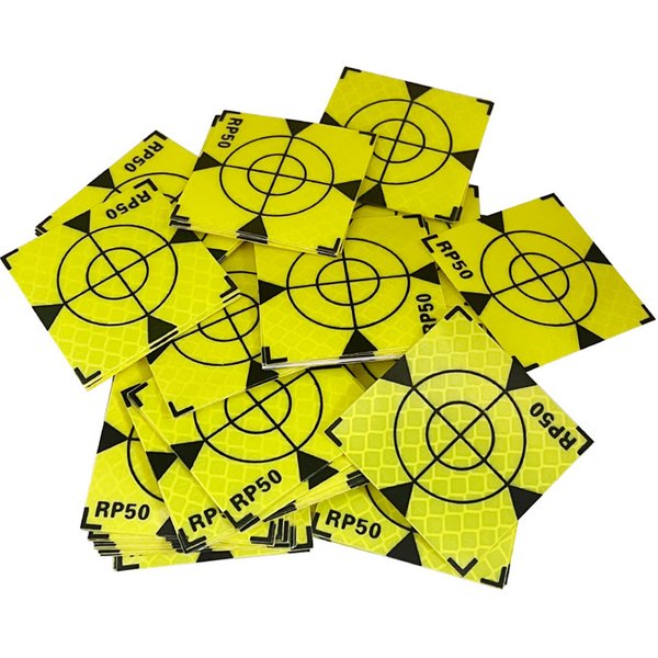 Feuille réfléchissante pour Station totale, 100 pièces, taille 60x60 20 30 40 50mm, pour enquête géographie, Triangle vert Fluorescent, autocollant réfléchissant