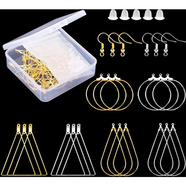 Boucles d'Oreilles en Argent et Or, Créoles en Cuivre, Kit de Fermoirs, Crochets, Fil d'Oreille, Fils pour Bricolage, Bijoux, Fournitures de Direction