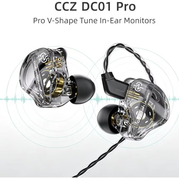 CCZ DC01 Pro Kabelgebundene IEM-Ohrhörer, leistungsstarker Bass, Einzelner Dynamischer Treiber, In-Ear-Monitor, komfortabler, patentierter Ohrbügel für Gaming, Musiker, Podcast-Aufnahmen