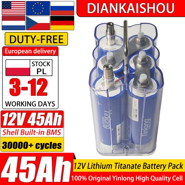 Zollfreier 12V 45Ah Yinlong Lithium-Titanat-Akku, 30.000 Zyklen, Klasse A, Original LTO 66160, 10C Entladung, 6S DIY 12V, für Wohnmobil, Auto, Starter, Auto-Audio, wiederaufladbarer Akku, Acryl,