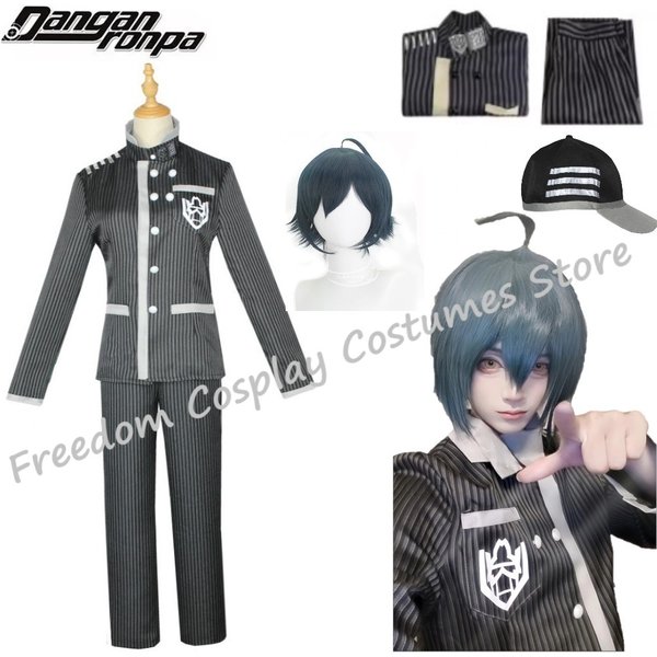 Anime Danganronpa Cosplay Costumes Halloween Costume V3 Saihara Shuichi Detective Slim Uniform Hat Full Set Adult Suit Jacket