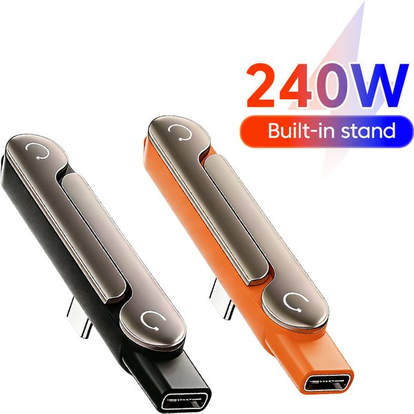 240W USB-C Adapter mit integriertem Ständer, multifunktionaler, faltbarer Konverter für iOS 15 16 17, MacBook, Xiaomi, Samsung, Handy-Ladehalterung