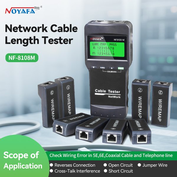 NOYAFA Netzwerkkabeltester NF-8108M Kabeltracker mit 8 Fernmessungen, Kabellängentester RJ45 RJ11 Netzwerkwerkzeuge