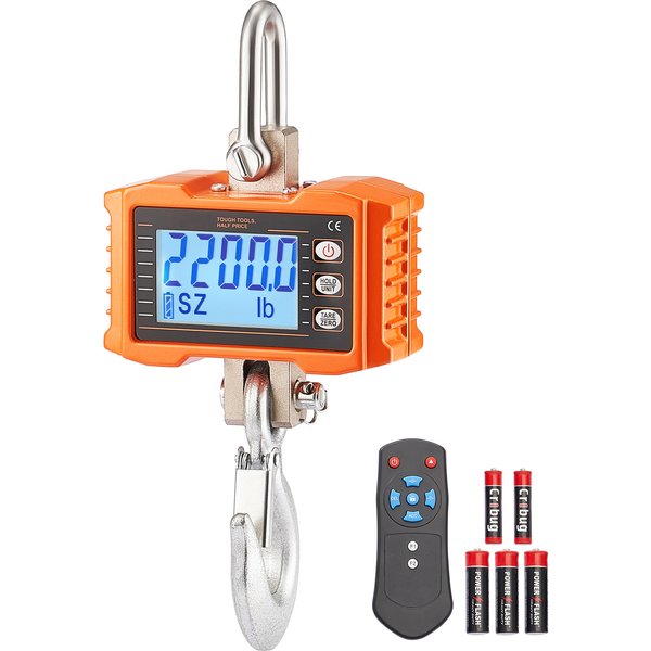 Balance numérique suspendue SucceBuy 1000kg/2000kg portable avec télécommande, balance de grue d'usine, rétroéclairage LCD, balances industrielles