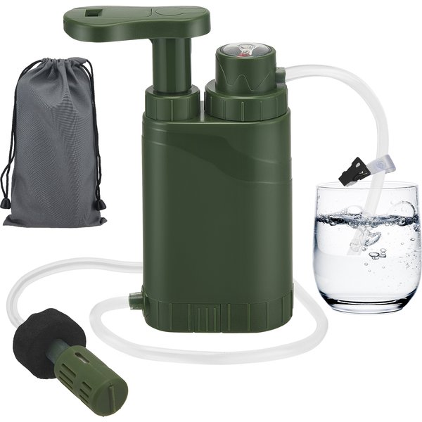 Wasserfilter für Outdoor-Überlebenssituationen, tragbar mit Pumpe für Camping und Wandern, 0,01 Mikron Filtration, Notfall-Trinkwasseraufbereitung, Prepper-Ausrüstung, Reise-Wasserfiltrationssystem