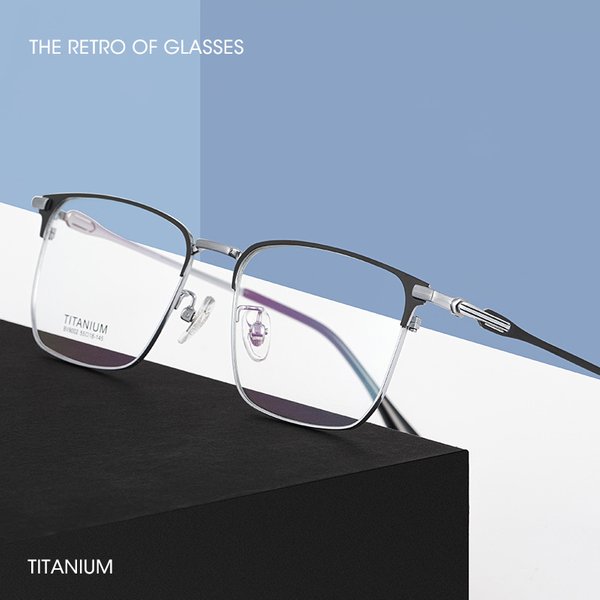 Monture de lunettes en titane pur avec recette pour hommes, style d'affaires, lunettes de haute qualité pour hommes contrevenants, mode masculine, BV9002