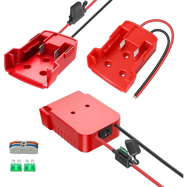 Adaptateur de roues électriques pour batterie au Lithium Milwaukee 18V, adaptateur de batterie à monter soi-même avec interrupteur et fusible pour Milwaukee 18V