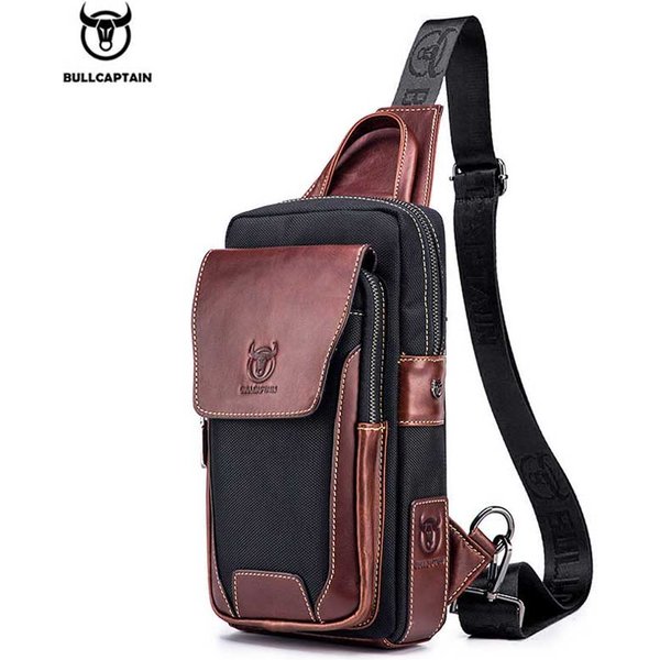 BULLCAPTAIN Hommes Chauds de Première Couche En Cuir De Vachette décontracté Mode Poitrine Sac De Ceinture sac pour hommes Sac À Bandoulière Hommes sac de Poitrine