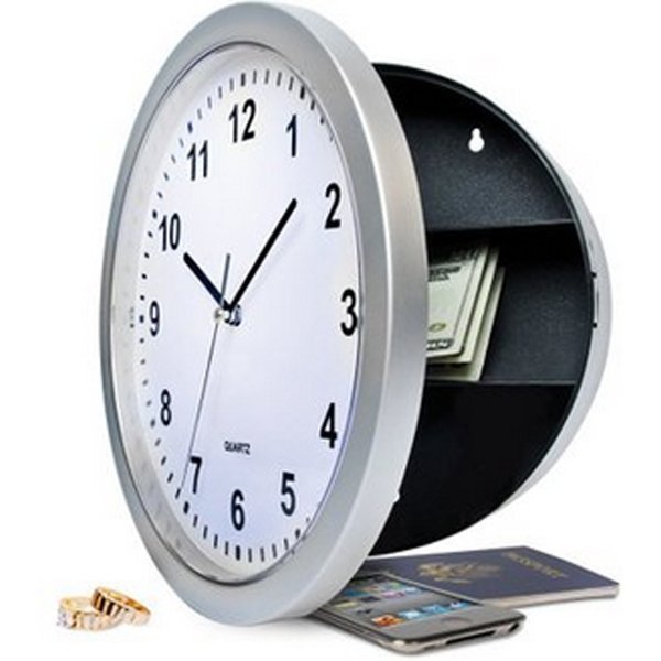 Runde Uhr-Safe-Box Versteckter Tresor als Wanduhr mit Geruchsdichter Lebensmittelqualität-Tasche