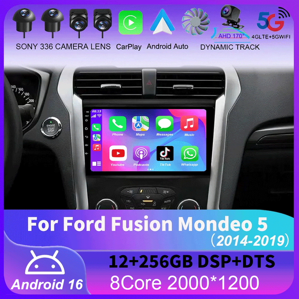 Android 16 Carplay Auto do Forda Fusion Mondeo 5 2014 - 2019 Radio Samochodowe Multimedialny Odtwarzacz Wideo Nawigacja GPS Bez 2Din 2 Din DVD