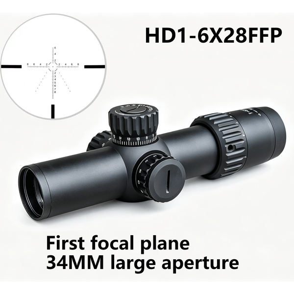 Télescope extérieur haute performance 1-6X28FFP HD à tube IR34 avec verrouillage, haute résistance aux chocs