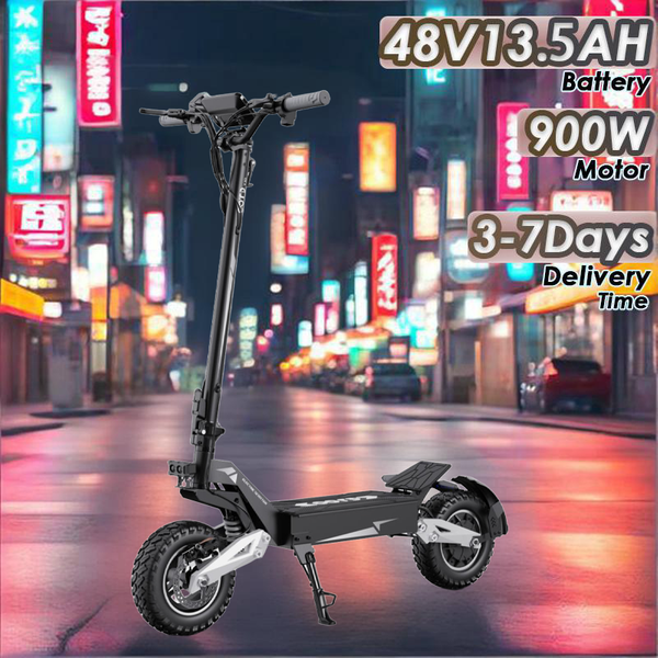 OOTD T10 E-Scooter 900W Spitzenleistung 48V13,5Ah LED-Display Elektroroller für Erwachsene 11-Zoll-Offroad-Reifen Praktisch Faltbarer E-Scooter