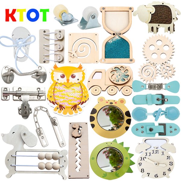 Busy Board Accessories DIY Toy Part Wooden Toys Metal Locks Leather Buckle Montessori Educational Games Intellectual Development