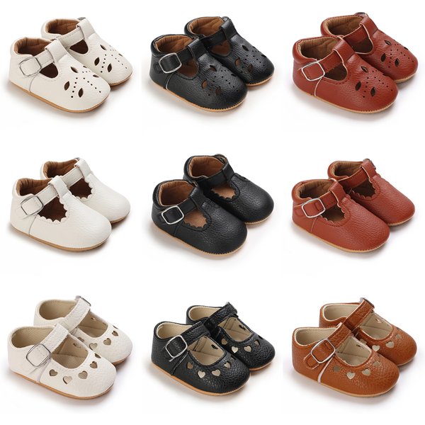 Chaussures pour nouveau-né fille, classiques, semelle en caoutchouc, antidérapantes, en PU, pour premier marcheur, chaussures de berceau pour tout-petits