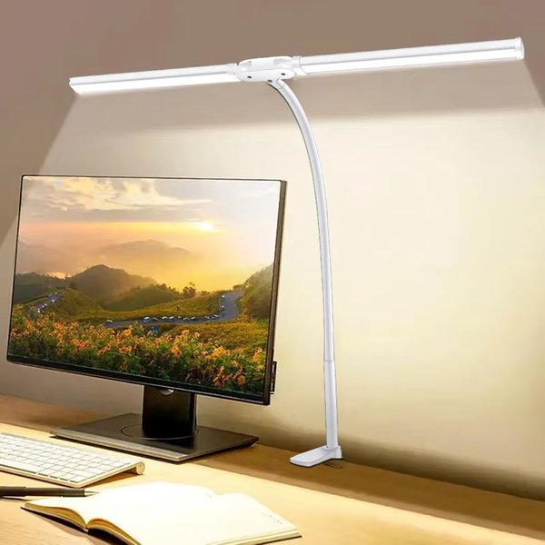 Lampe de bureau LED Double/simple tête architecte lampes de bureau bureau soin des yeux lampe de bureau réglable en continu lampe à col de cygne