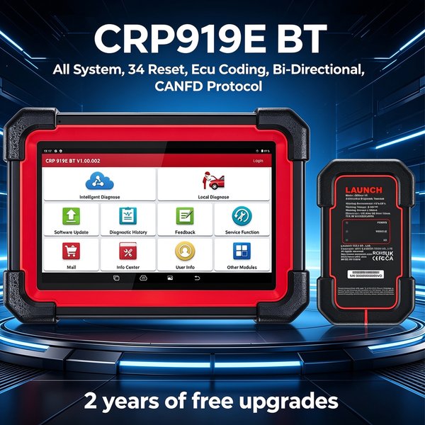 LAUNCH X431 CRP919E BT Car Diagnostic Tools OBD OBD2 Scanner Dbscar VII 7 Auto Scan 31+ Resets CAN FD Doip ECU Coding