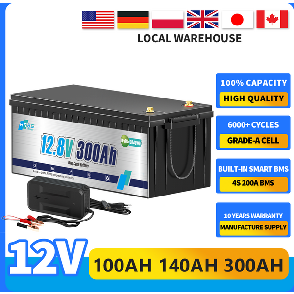 12V 300Ah 140Ah 100Ah Lithium LiFePO4-Batterie, 8000+ Deep Cycle Lithium-Batterien für Trolling-Motor, Wohnmobil, LKW, Kajak, Solarpanel
