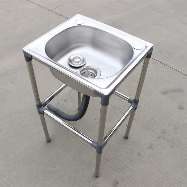 Kitchen Thickened Stainless Steel Vegetable Washing Basin with Bracket Sink Single Basin Kitchen Sink