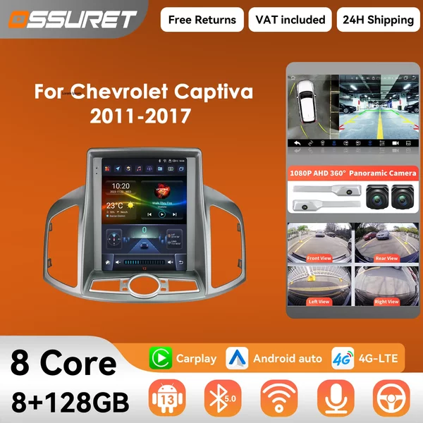 9,7 "Wireless Carplay Android 14 Autoradio für Chevrolet Captiva 2011-2017 Multimedia-Player 2DIN 360 Kamera Autoradio GPS Bildschirm