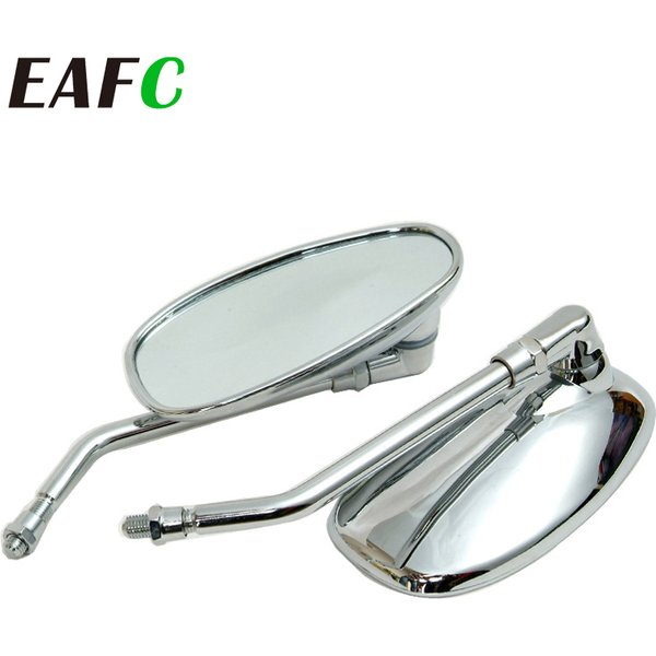 1Pair 10mm Motorcycle Mirror Chrome Oval Retro Rearview Side Mirrors E-Bike Rearview Mirrors For Honda Yamaha