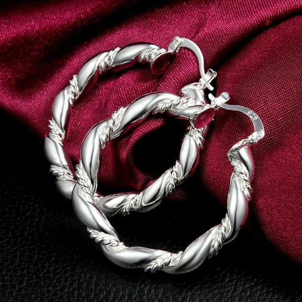 High quality Silver color hoop Earrings for Woman fashion party wedding Jewelry elegant Christmas Gifts