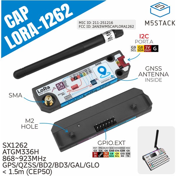 Offizielle M5Stack-Kappe LoRa 12222, für Cardputer Adv (SX1262, ATGM336H)