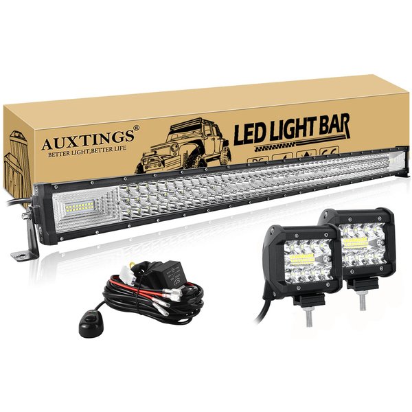 Neue 22-52 Zoll 270W-675W Offroad-LED-Lichtleiste mit 2 Stück 8D 60W Arbeitsleuchten-Kabelsatz 12V 24V LED-Leiste für Offroad-SUV 4WD 4x4 ATV